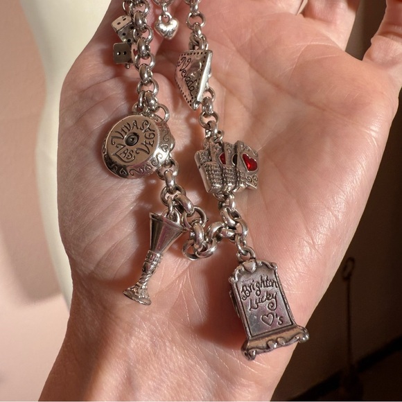 Brighton Silver vintage Vegas Charm Bracelet Cards Martinis - Picture 16 of 17